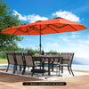 Costway 15.5 FT Extra-Large Patio Umbrella with LED Solar Lights & 12 Heavy-Duty Ribs Orange
