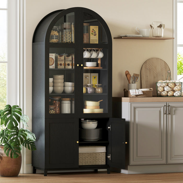 HOMCOM Buffet avec Arche, Meuble Haut de Rangement de Cuisine 71\", noir