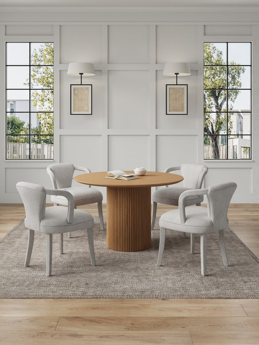 Ensemble de salle a manger chic industriel moderne Hathaway et Palmer 5 pieces, finition Poussiere d’or et Naturel