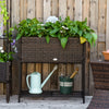 Lit De Jardin Sureleve En Rotin Outsunny Avec Desserte De Rangement Pour Outils