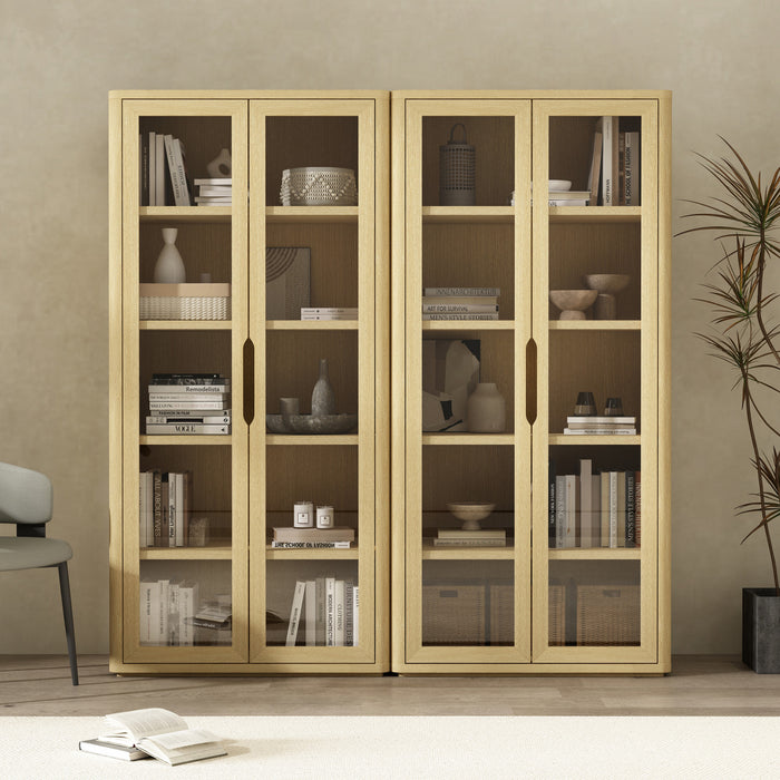 Armoire bibliotheque moderne Rivington 38\" en chene naturel - Lot de 2