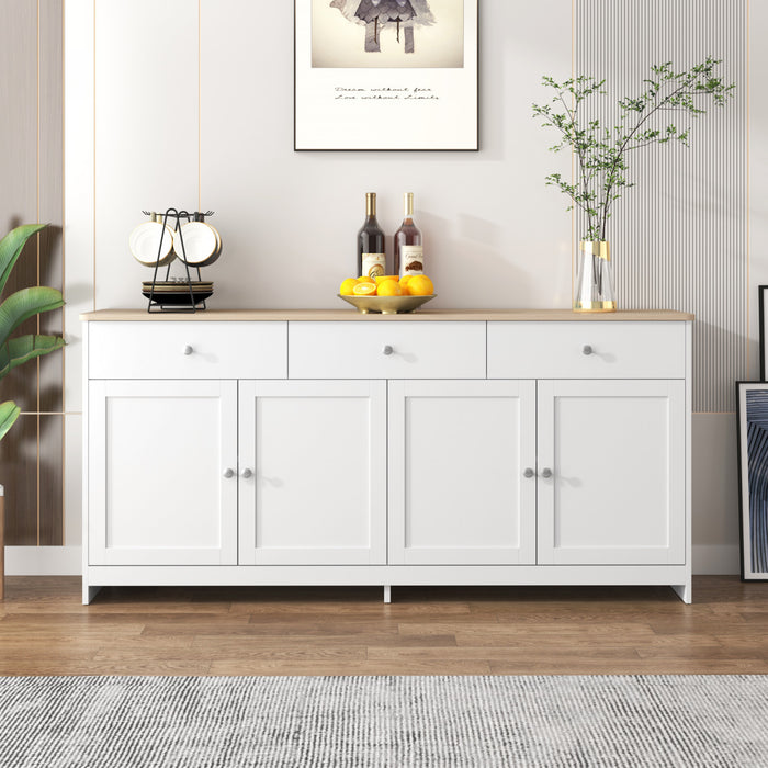 Grace Buffet en Bois Rustique de 55,1\" avec Portes et Tiroirs, Blanc