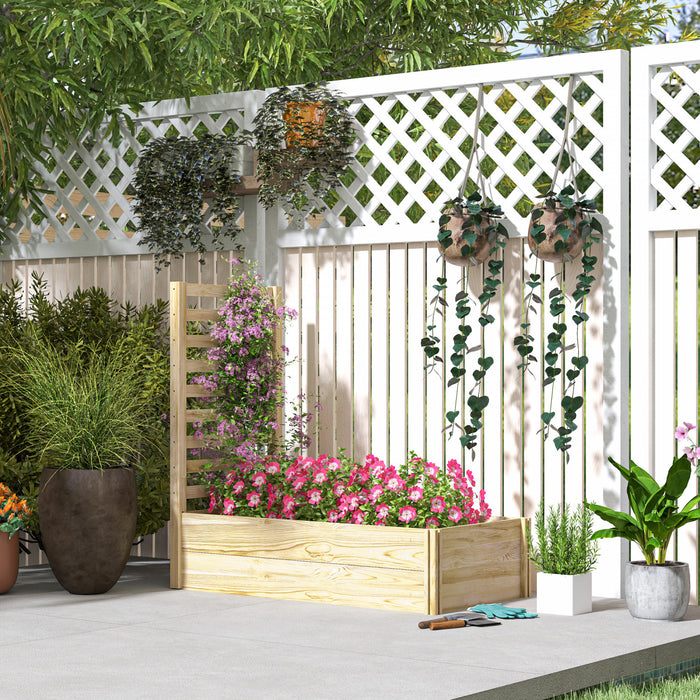 Outsunny Jardiniere Surelevee En Bois, Jardiniere Avec Treillis, Naturel
