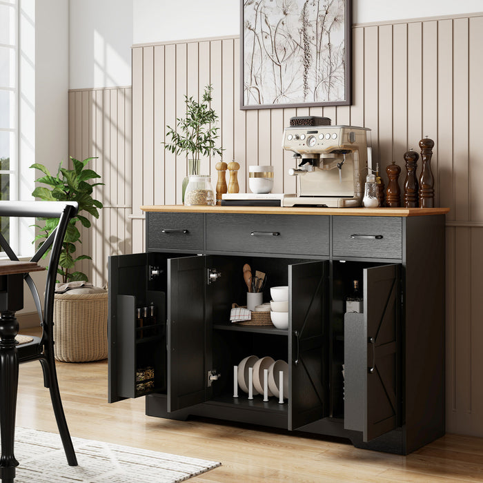 HONCOM Buffet avec charnieres a fermeture amortie, meuble de cuisine, noir