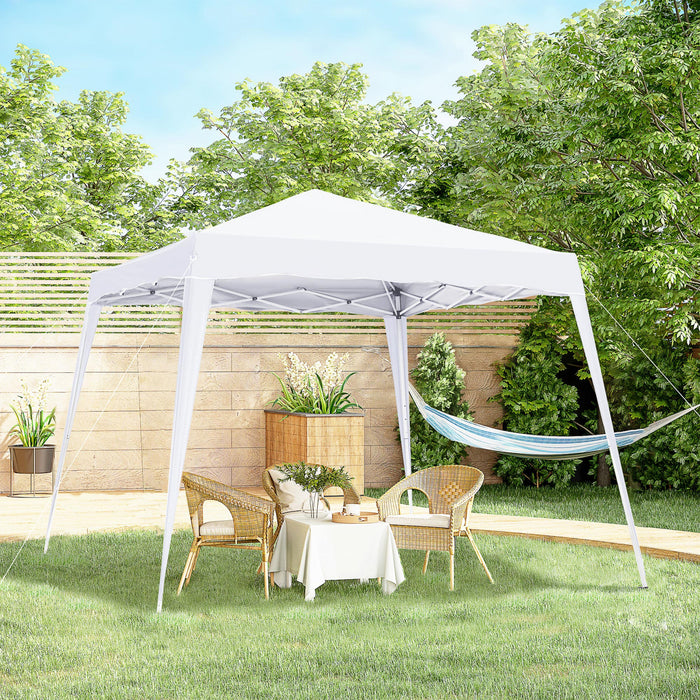 Outsunny Tente D'exterieur Pliable 8' X 8' Avec Sac, Blanc