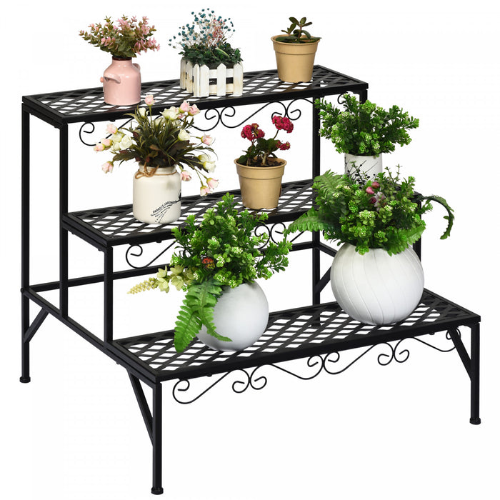 Presentoir Pour Plantes 3 Niveaux, Porte-plantes Sur Pieds, Porte-plantes Multifonctions Pour Interieur Et Exterieur, Pour Collections De Petites Plantes, Presentoir Pour Pots De Fleurs, Pour Veranda, Jardin Et Balcon