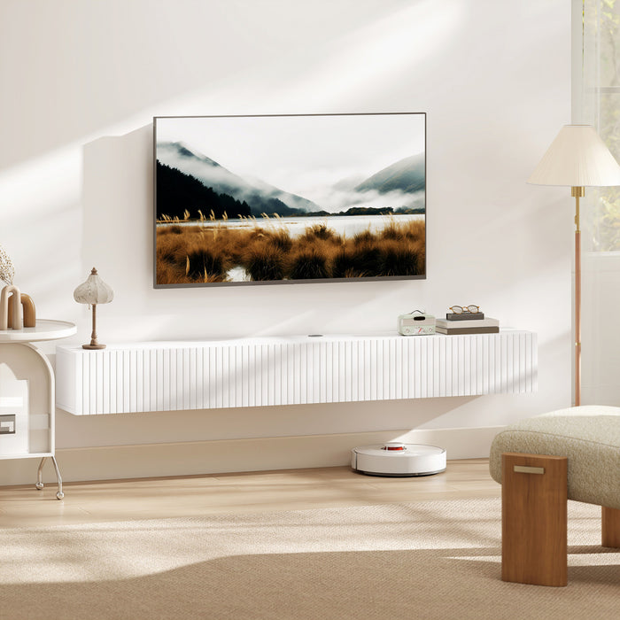 HOMCOM Meuble TV Flottant pour Televiseurs jusqu'a 72 Pouces, Blanc