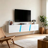 Lumina 64.9 Inch Wall-Mounted TV Cabinet with LED Lights and Acrylic Doors, White | Lumina Meuble TV Mural 64.9 po avec Lumieres LED et Portes Acryliques, Blanc