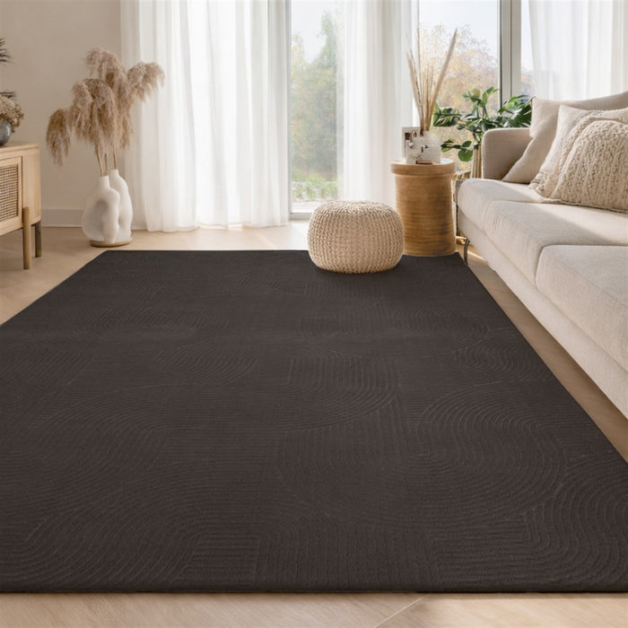 Tapis Lavable/Contemporain Elion 5'0\" x 7'6\" en Charbon