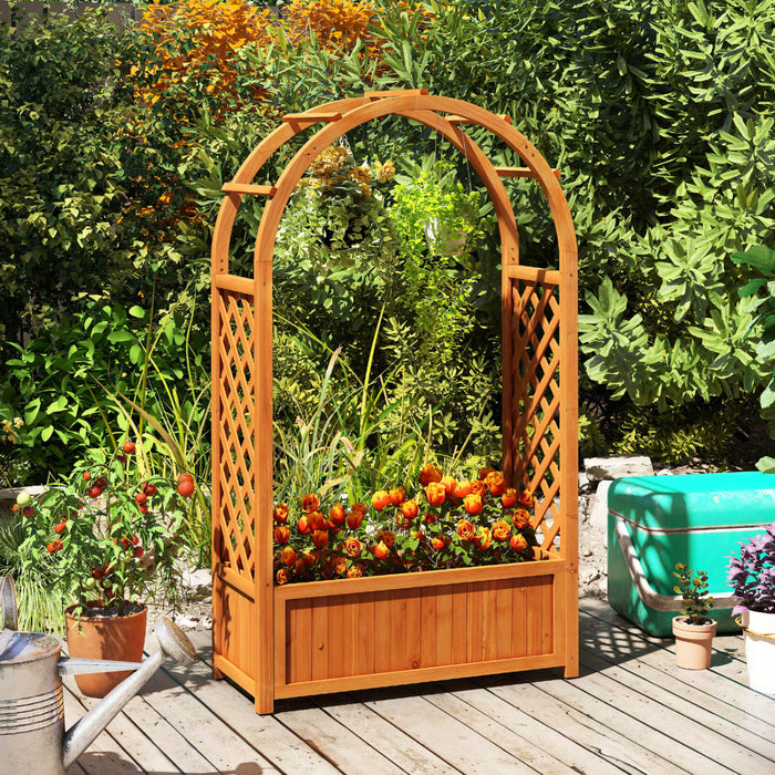 Costway 1 Pc Souleve Lit De Jardin En Bois Boite De Planteur Elevee Avec Treillis En Treillis Et Toit Doule