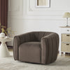 Vela Modern Velvet Swivel Club Chair with Tub Design, Black, Dark Brown | Vela Fauteuil Club Moderne en Velours Pivotant a Coque, Noir, Brun Fonce