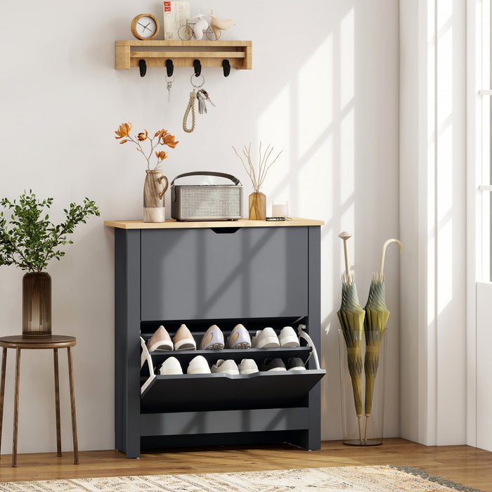 HOMCOM Armoire a chaussures etroite pour entree avec 3 tiroirs rabattables