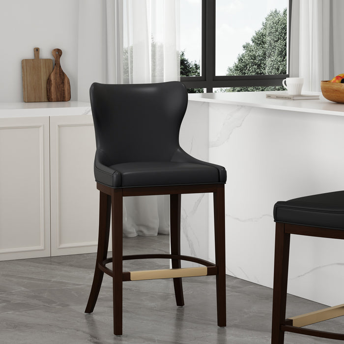 Tabouret de bar Blair moderne en bois avec assise rembourree, coloris noir