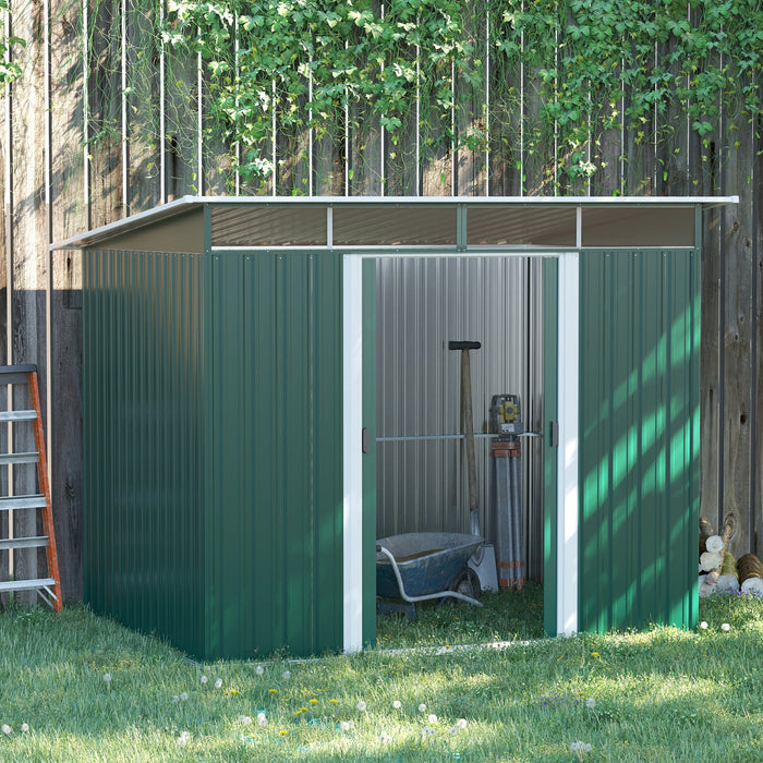 Outsunny 6' X 8.5' Abri De Jardin Exterieur En Metal Remise Rangement Outils En Acier Vert