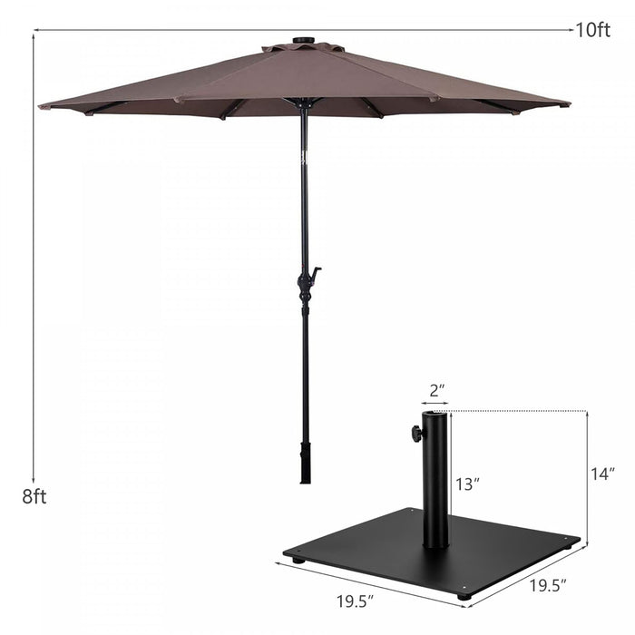 Costway Parasol Solaire de Patio 10ft Lumieres Solaires Exterieur avec Pied de Parasol en Acier de 36 LBS