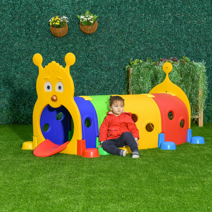 Qaba Caterpillar Tunnel Pour Enfants Climb-n-crawl Structure De Jeu Interieur Et Exterieure Pour Tout-petits 59 Pouces De Long Pour Les 3-6 Ans, 4 Sections Multicolore.