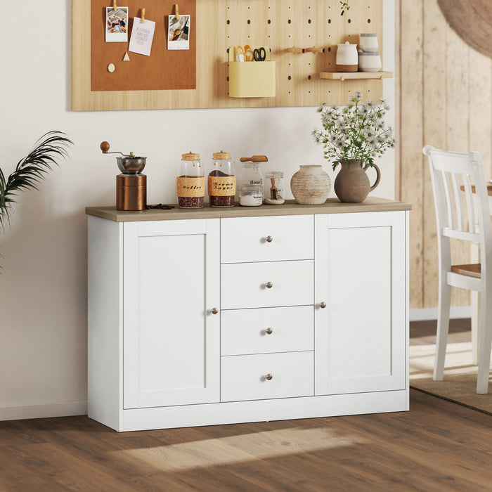 HOMCOM Buffet, meuble de cuisine avec rangement, blanc