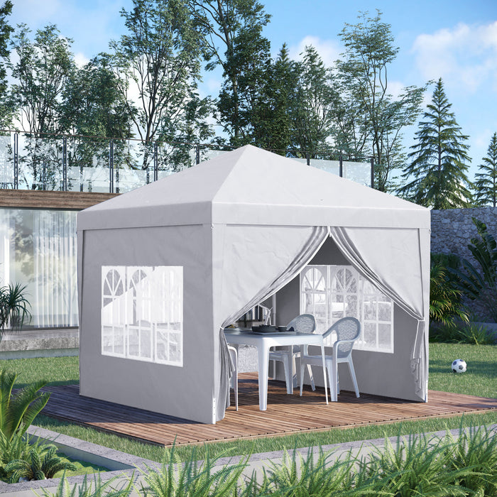 Outsunny 10'x10' Tente De Reception Tonnelle Avec Sac De Transport (blanc)