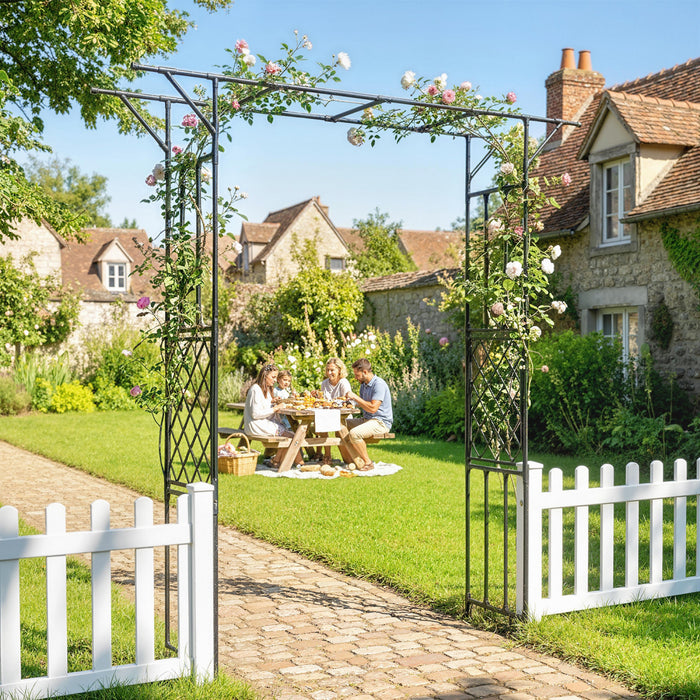 Outsunny Arche de Jardin, Treillis Exterieur pour Plantes Grimpantes, Noir
