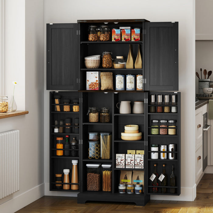 HOMCOM Armoire de cuisine, garde-manger de 64 po avec tablettes reglables