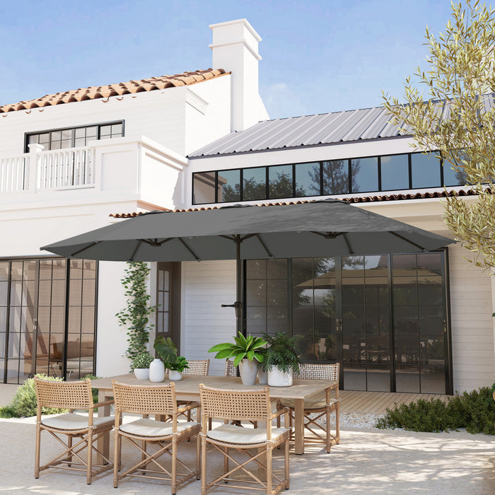 Outsunny Parasol de terrasse double face de 13pi, parasol avec manivelle