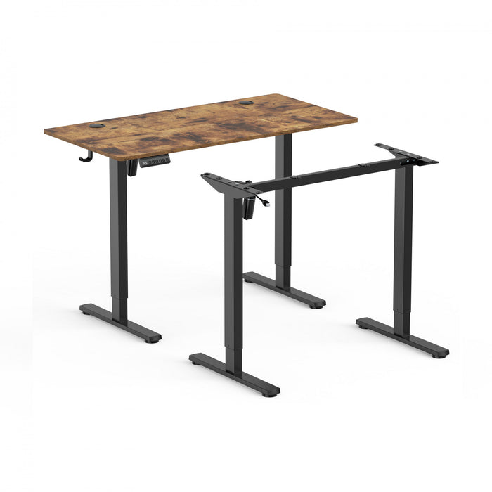 TygerClaw Bureau Assis-Debout avec Ports USB et Rangement (Marron)