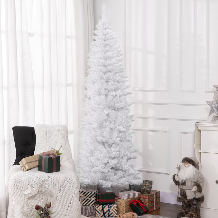 Homcom Arbre De Noel Artificiel De 7pi De Haut Avec Base En Acier, Blanc