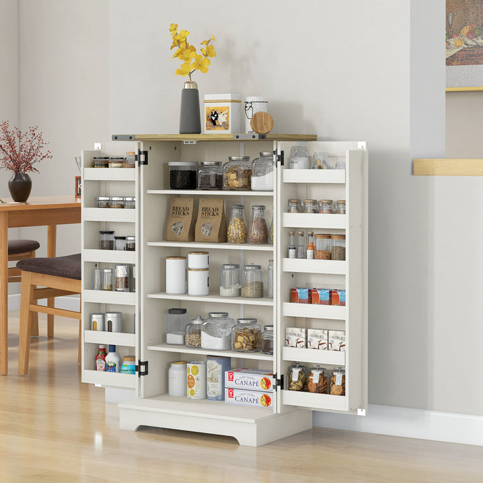 HOMCOM Armoire de rangement pour garde-manger de cuisine, Blanc creme