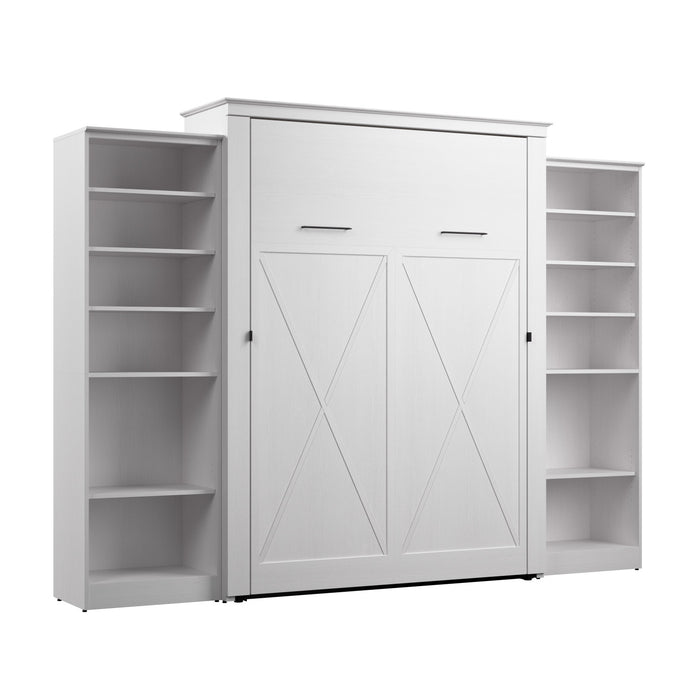 Grand lit escamotable Key West de Bestar de 119 po (L) avec organisateurs de garde-robe - blanc chêne solide