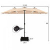 Costway 15Ft Patio Double-Sided Solar LED Market Umbrella Crank Base Beige