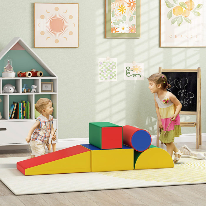 Soozier Ensemble De Jeu D'activite D'escalade Et D'exploration De 5 Pieces En Mousse Souple Pour Tout-petits Escaliers Et Rampe, Equipement De Jeu Interieur Multicolore