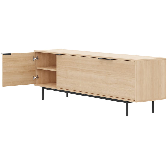 Meuble pour téléviseur Hamilton de Nordika de 70 po avec 4 armoires de rangement - chêne blond naturel