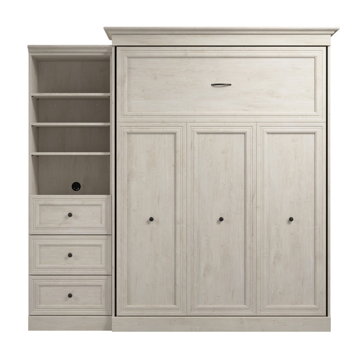Grand lit escamotable Versatile de Bestar de 92 po (L) avec organisateur de garde-robe et tiroirs - blanc