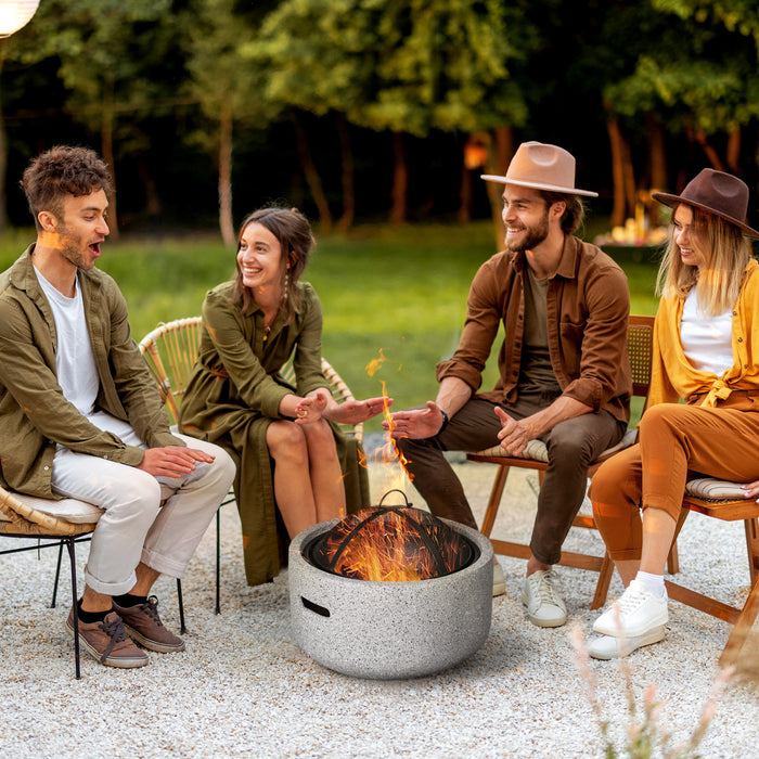 Outsunny Foyer Exterieur De 18 Po Avec Ecran, Tisonnier, Chauffage Au Bois