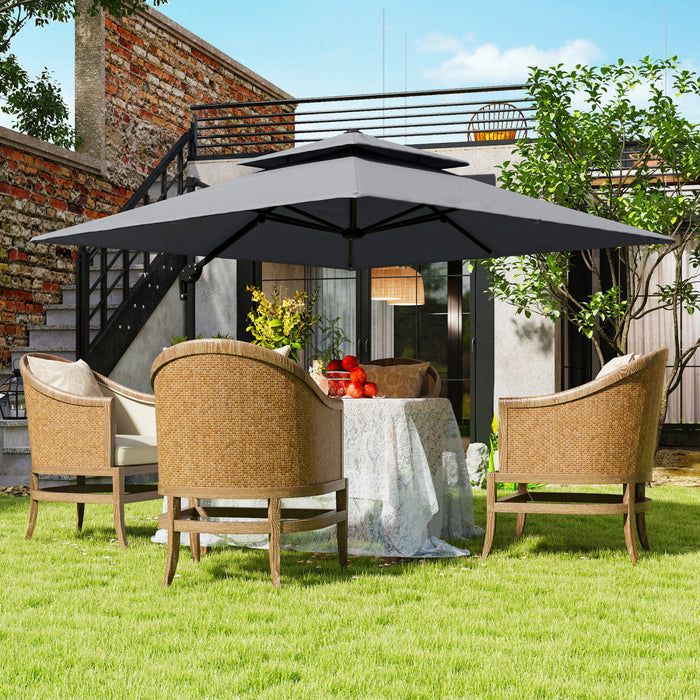 Outsunny Parasol De Terrasse En Porte-a-faux De 10 Pi X 10 Pi, Gris Clair