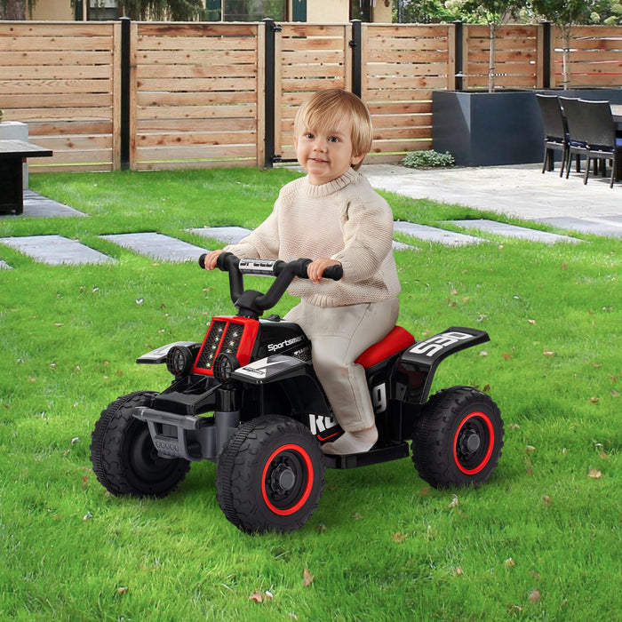 Qaba Quad 6 V Pour Enfants, 4 Roues Alimentees Par Batterie, Voiture Electrique Avec Phares Led, Avant Et Arriere, Pour Garcons Et Filles Ages De 3 A 6 Ans, Noir