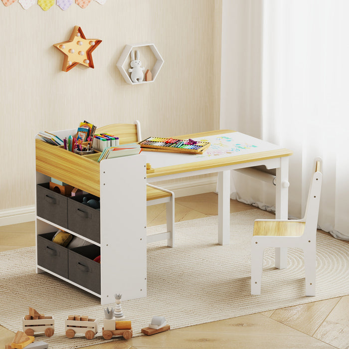 Qaba Ensemble Table Et Chaises Pour Enfants Avec Rouleau De Papier