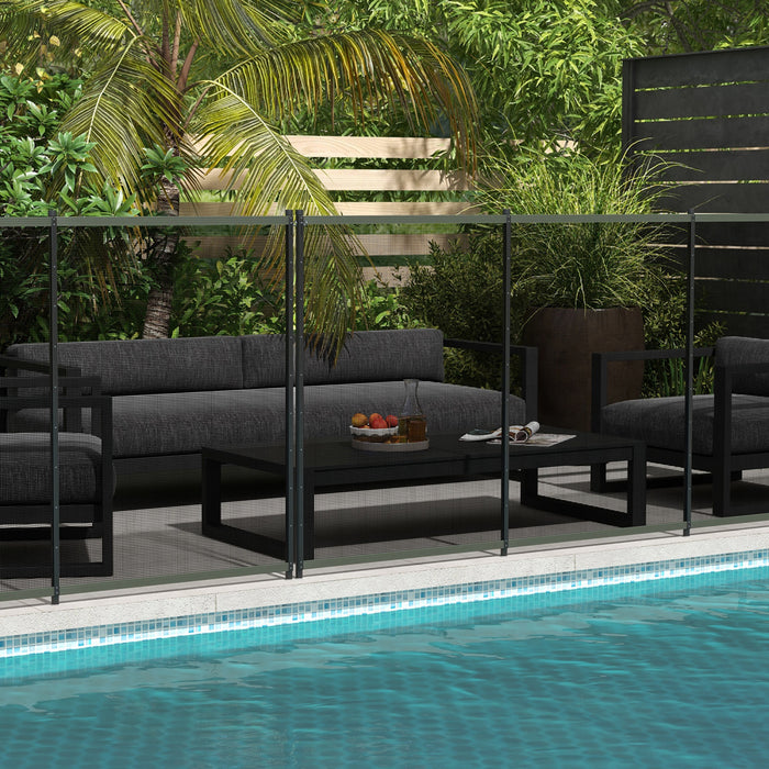Outsunny Cloture de piscine en aluminium, lot de 4, 4' x 12', noir
