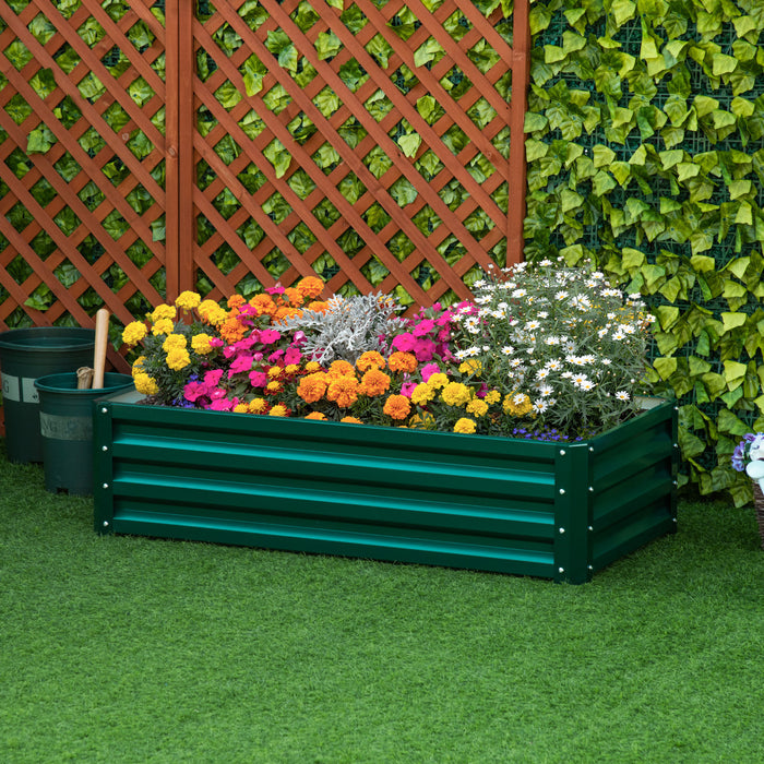 Outsunny Parterre De Fleur Rectangulaire Potager De Jardin Jardinieres Bac A Fleurs Panneaux Modulables En Acier Dim. 47.25\"l X 23.5\"l X 12\"h Vert