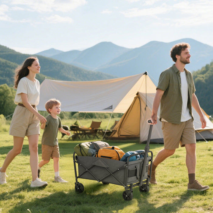 Outsunny Chariot de Jardin Pliable, Chariot Utilitaire, Gris