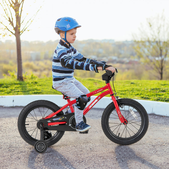 Velo Costway 16 Pouces Pour Enfants De 4 A 7 Ans Avec Selle Reglable Et Guidon Antiderapant Rouge