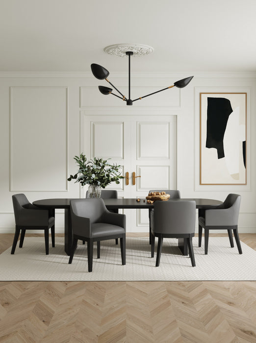 Fauteuil moderne Gansevoort en bois et cuir vegetalien graphite - Lot de 2