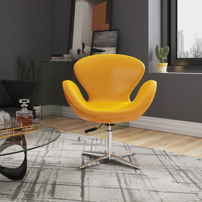 Fauteuil lounge pivotant moderne Raspberry en tissu jaune - Lot de 2