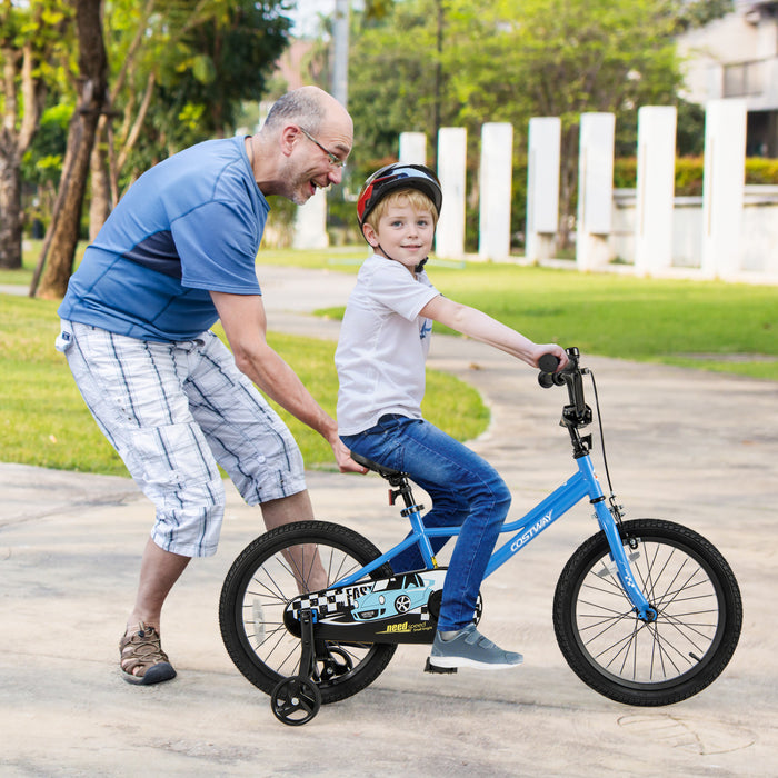 Costway 18\" Velo D'entrainement Pour Enfants Avec Roues D'entrainement Amovibles Pneumatiques Navy