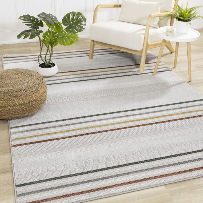 Carpette London à rayures multicolores - 7 pi 10 po x 10 pi 6 po