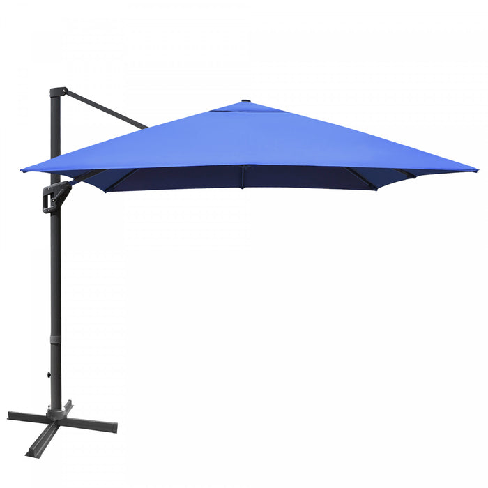 Costway Parasol cantilever 10'x13' pour terrasse, aluminium, rotation 360°, inclinable, bleu marine