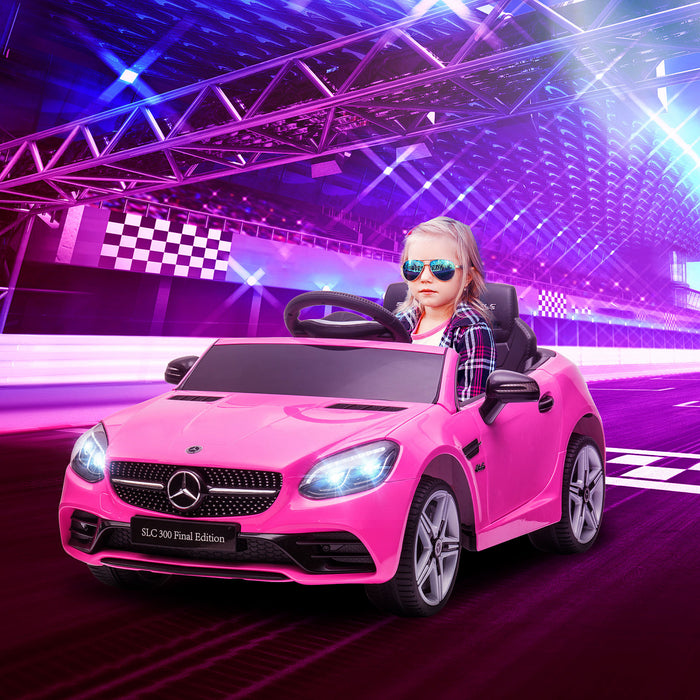 Aosom 12v Voiture Electrique Pour Enfants Avec Telecommande Parent Deux Moteurs Musique Lumieres Suspension Roues Pour 3-6 Ans Rose