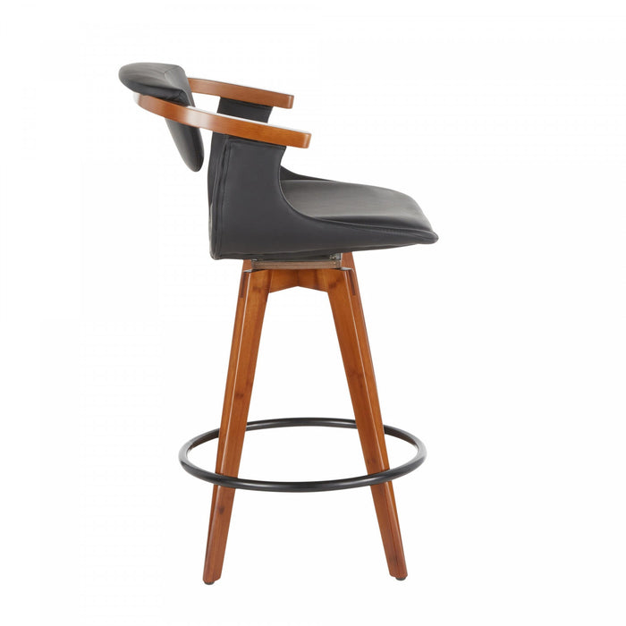 Tabouret moderne du milieu du 20e siècle Oracle de hauteur comptoir en similicuir - noyer et noir