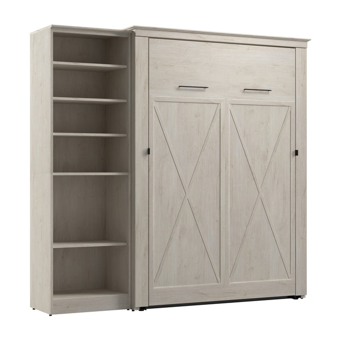 Lit double escamotable Key West de Bestar de 88 po (L) avec organisateur de garde-robe - blanc chêne lin