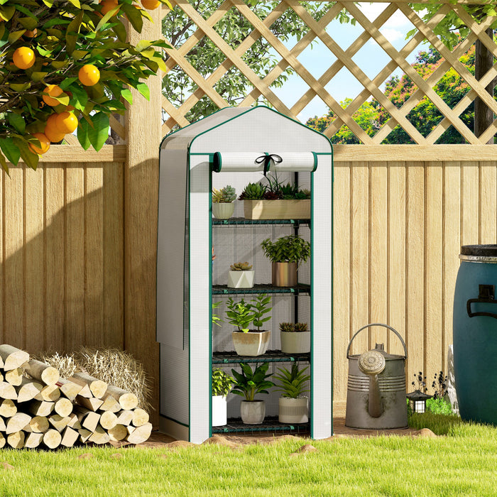 Outsunny Mini-Serre avec Toit en Maille, Serre Portable Compacte, Blanc